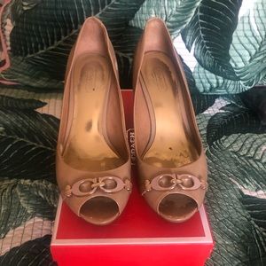 Coach patent leather wedge